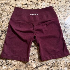 Aurola Maroon Biker Shorts